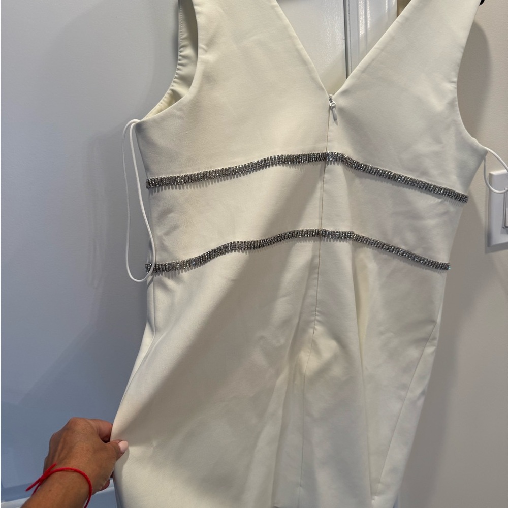 Cinq à Sept Cream Dress with Silver Embellishments - Picture 4 of 5